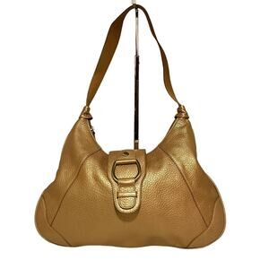Marshall Fields Gold Hobo Shoulder Handbag – Vintage Leather, Buckle Accent